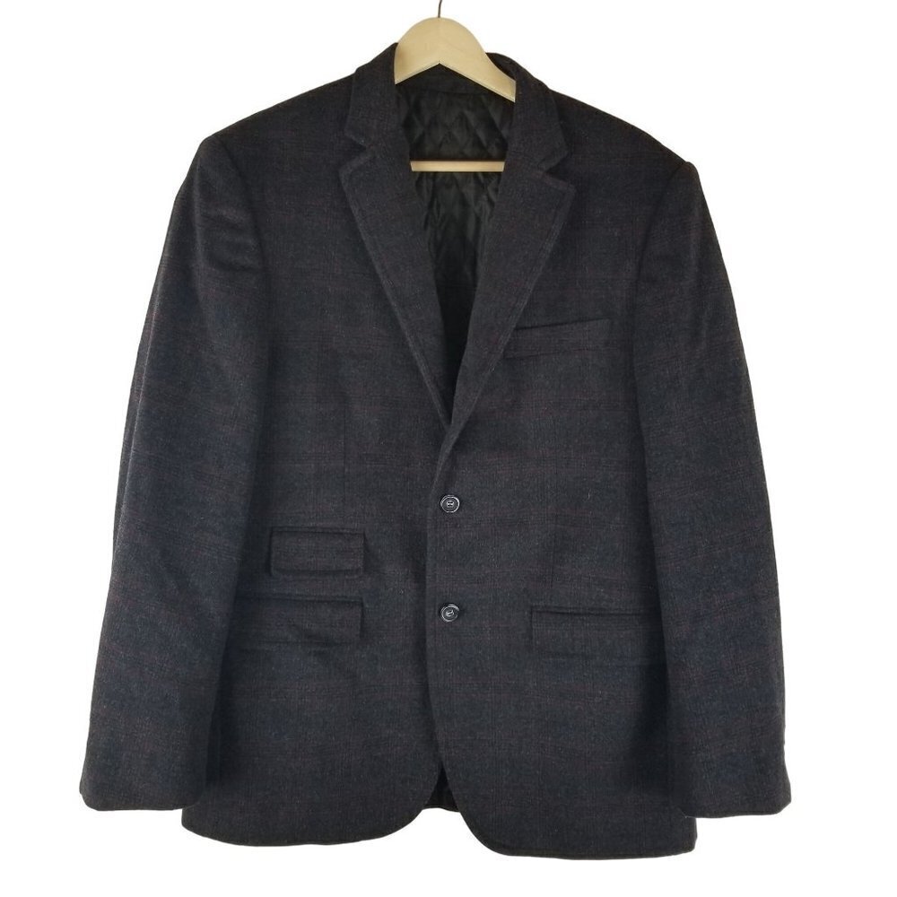 Enzo Tovare Blazer Womens 12 Mens 40 Grandpa Gray red‎ plaid Academia Wool Italy